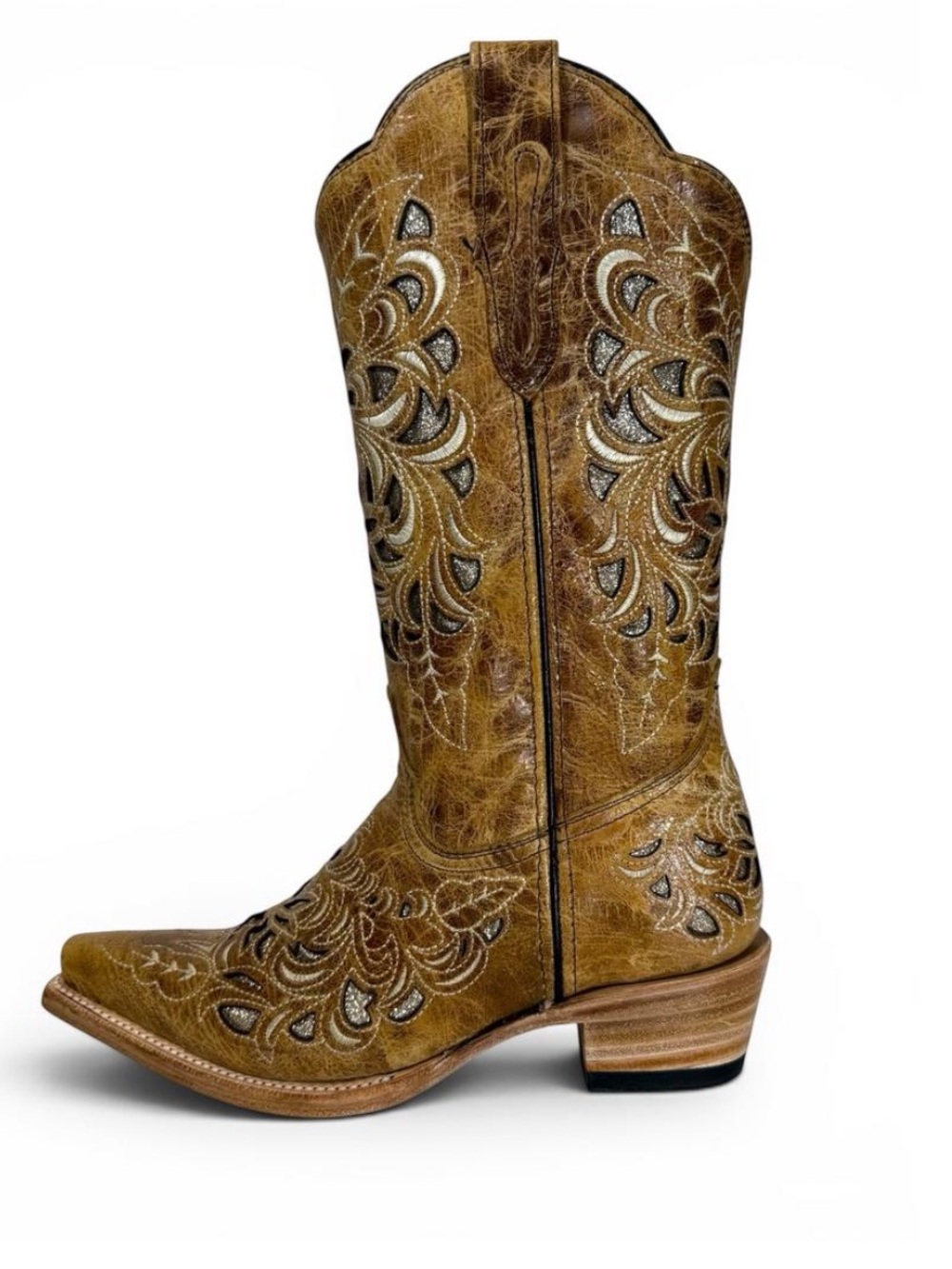 The Savannah  Embroidered Western Heeled Boot - Tan